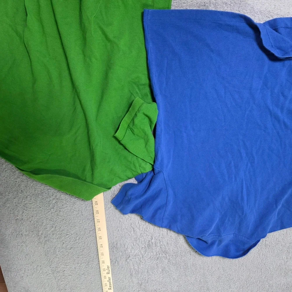 Lacoste Boys 14 Polo Shirt Bundle Green Blue Cotton Pique Short Sleeve Logo 2pk